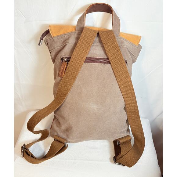 United Leather NY Waxed Canvas Clip Bag Backpack Leather Zipper - Picture 3 of 4